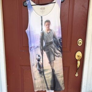 Star Wars White and Gray Dress with Rey and BB-8